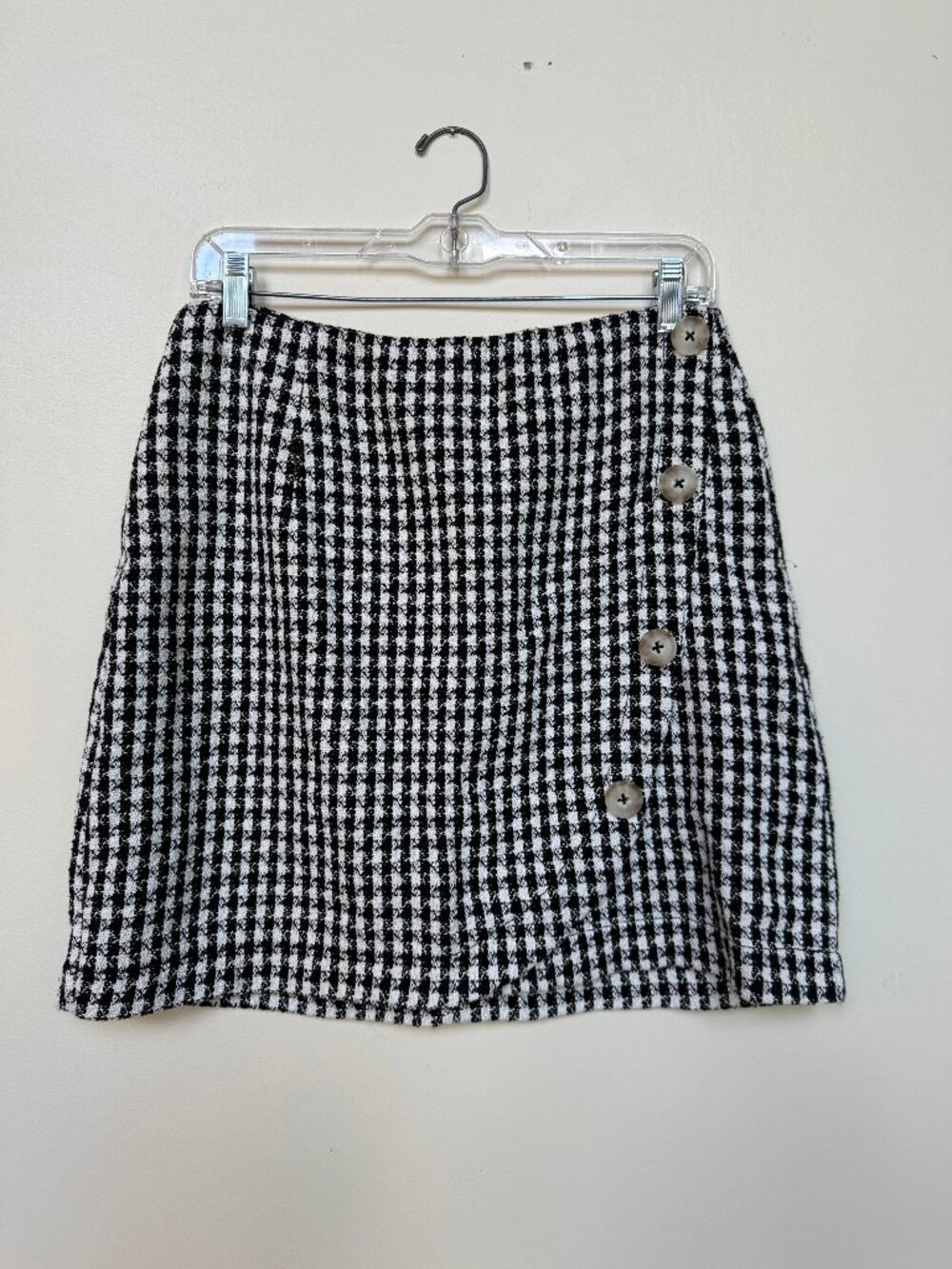 Maeve Anthropologie Black & White Check Button Skirt Size 6